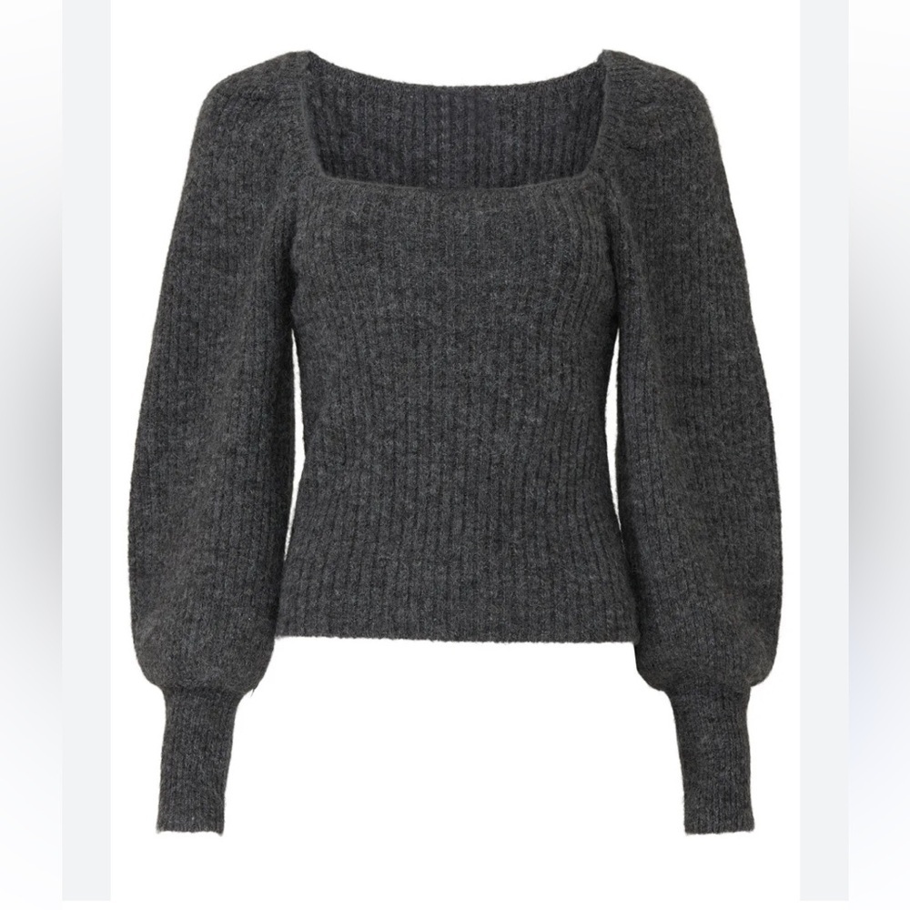 Rebecca Minkoff Grey Wool Puff Sleeve Pixi Sweater - Picture 2 of 15